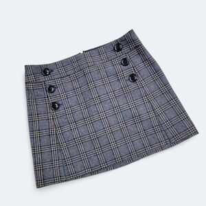 Gap Plaid Button-Detail  Wool Blend Skirt Size 6   Y2K